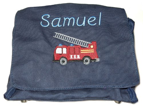 Wandelbare Kindergartenstasche als Rucksack oder zum Umhängen*Feuerwehr*mit Namen bestickt